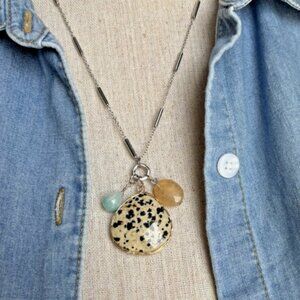 J.Jill Dalmatian Stone Cluster Pendant Neutral Multi Stone